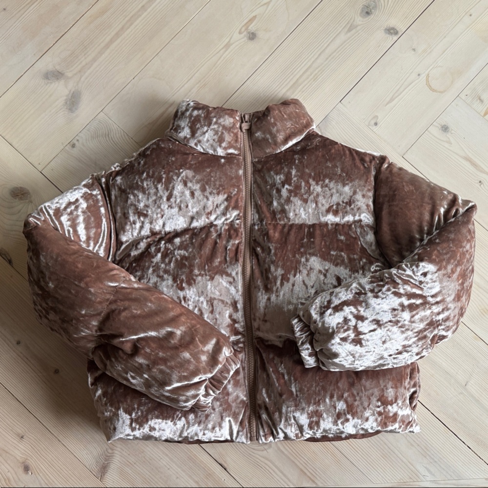 Fabletics Velvet Pale Pink Puffer Jacket